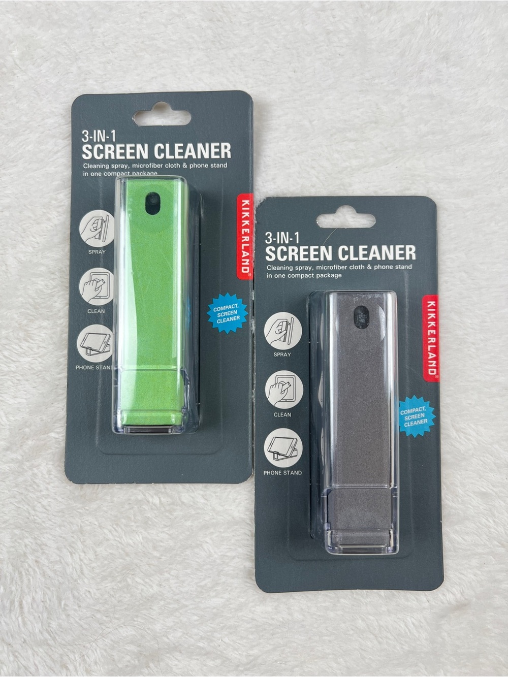 Kikkerland 3-in-1 Screen Cleaner Phone Stand Spray Set New